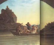 Adrian Ludwig Richter Crossing the Elbe in front of the Schreckenstein (mk10) china oil painting reproduction